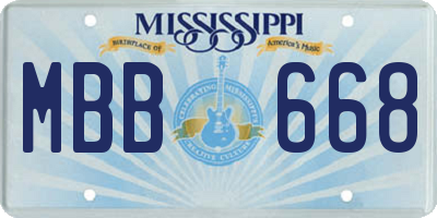 MS license plate MBB668