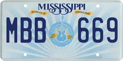 MS license plate MBB669