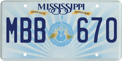 MS license plate MBB670