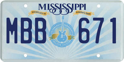 MS license plate MBB671