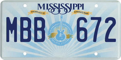 MS license plate MBB672