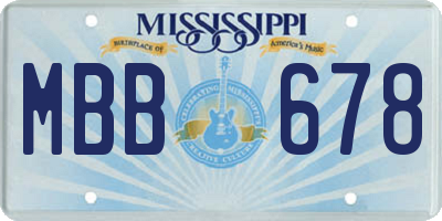 MS license plate MBB678