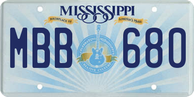 MS license plate MBB680