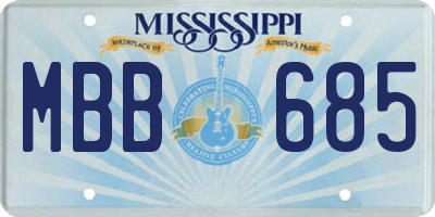 MS license plate MBB685