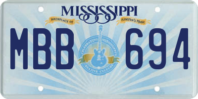 MS license plate MBB694