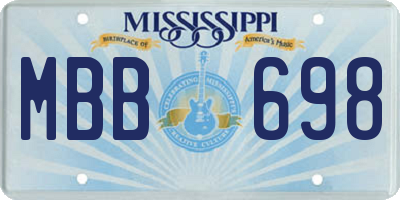 MS license plate MBB698