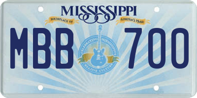MS license plate MBB700