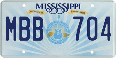 MS license plate MBB704