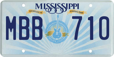 MS license plate MBB710