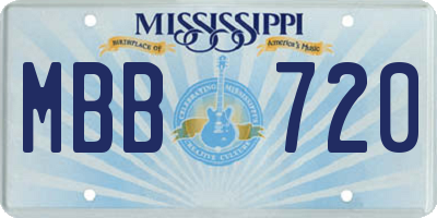MS license plate MBB720