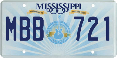 MS license plate MBB721