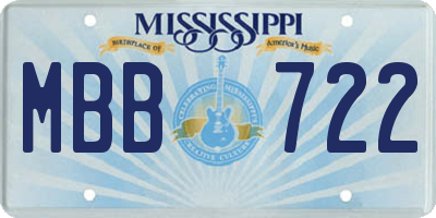 MS license plate MBB722