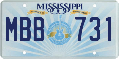 MS license plate MBB731