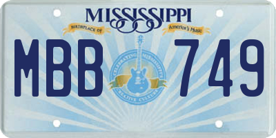 MS license plate MBB749