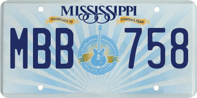 MS license plate MBB758