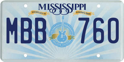 MS license plate MBB760
