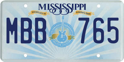 MS license plate MBB765