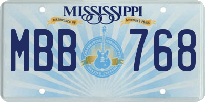 MS license plate MBB768