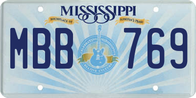 MS license plate MBB769