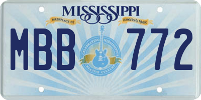 MS license plate MBB772
