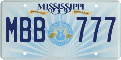 MS license plate MBB777