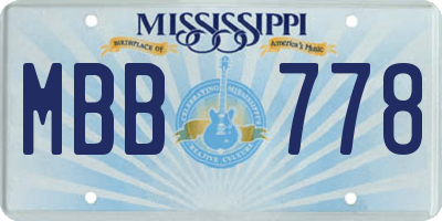 MS license plate MBB778