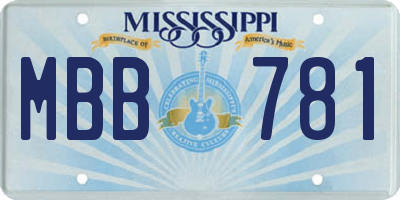 MS license plate MBB781