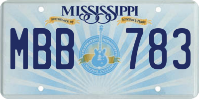 MS license plate MBB783