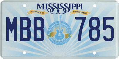 MS license plate MBB785