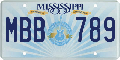 MS license plate MBB789