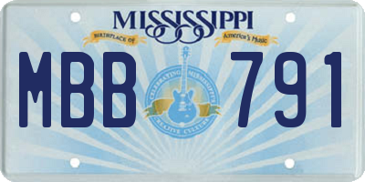 MS license plate MBB791