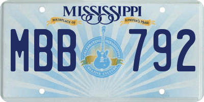 MS license plate MBB792