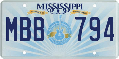 MS license plate MBB794