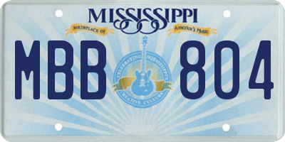 MS license plate MBB804