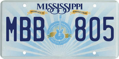 MS license plate MBB805