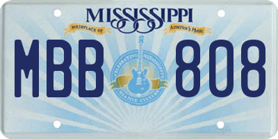 MS license plate MBB808