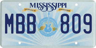 MS license plate MBB809