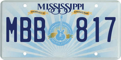 MS license plate MBB817
