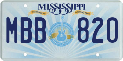 MS license plate MBB820