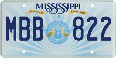 MS license plate MBB822