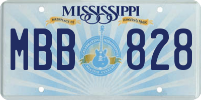 MS license plate MBB828