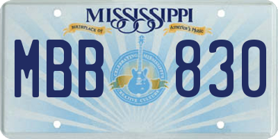 MS license plate MBB830