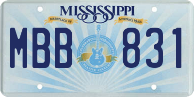 MS license plate MBB831