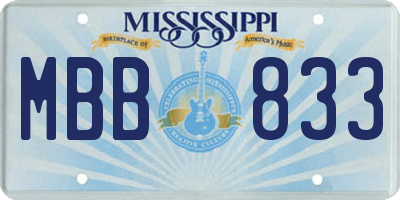 MS license plate MBB833