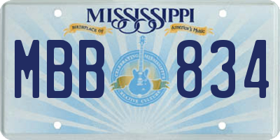 MS license plate MBB834