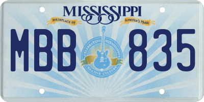 MS license plate MBB835