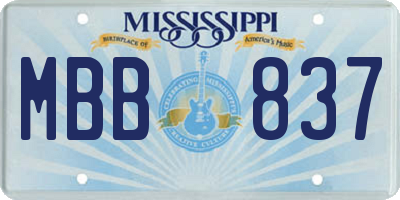 MS license plate MBB837