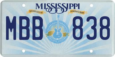 MS license plate MBB838