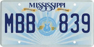 MS license plate MBB839