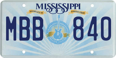MS license plate MBB840